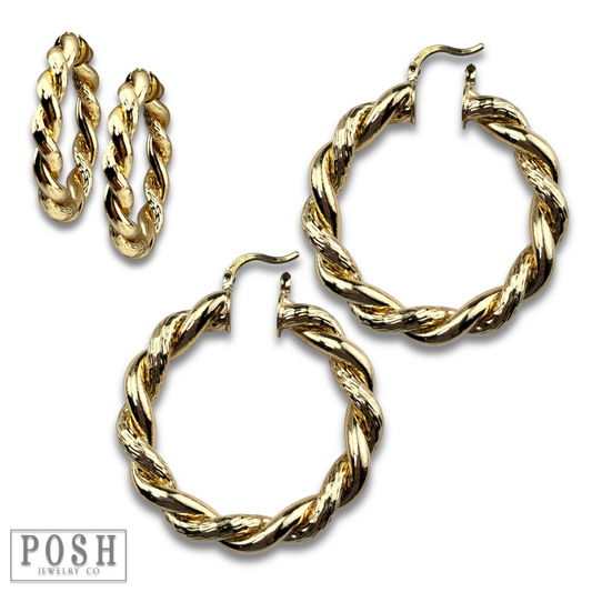 Twisted metal hoop earring
