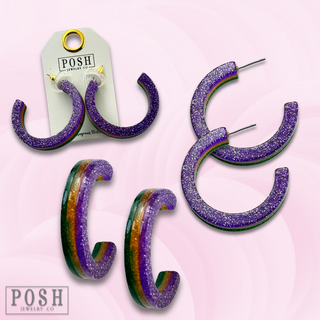 Mardi Gras hoop earring