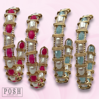 Wrapped bead hoop earring