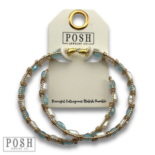Wrapped bead hoop earring