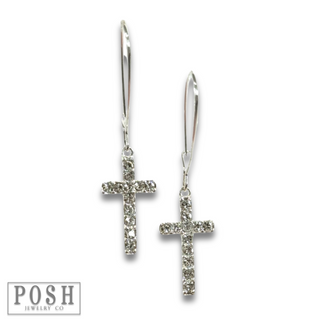 Clear rhinestone cross earring