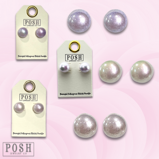 Iridescent pearl bead earring