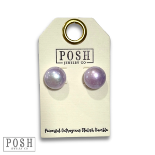 Iridescent pearl bead earring