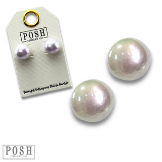Iridescent pearl bead earring