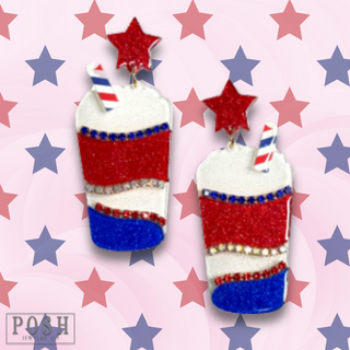 Patriotic soda earring
