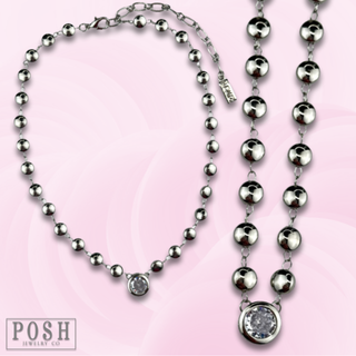 Rhinestone pendant flat bead choker necklace
