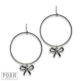 Bow charms on a circle hoop earring