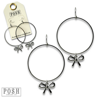 Bow charms on a circle hoop earring