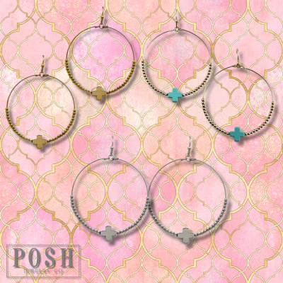 Square cross circle earring