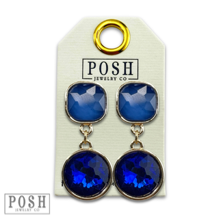 Round and square rhinestone dangle earring