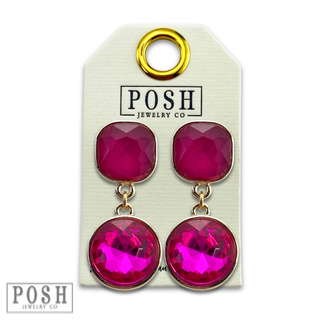 Round and square rhinestone dangle earring