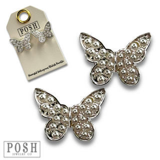 Pearl butterfly post earring
