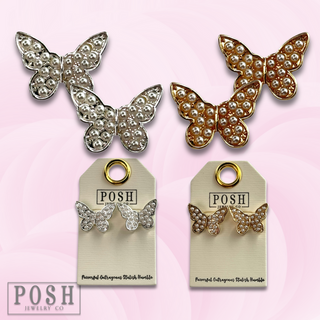Pearl butterfly post earring