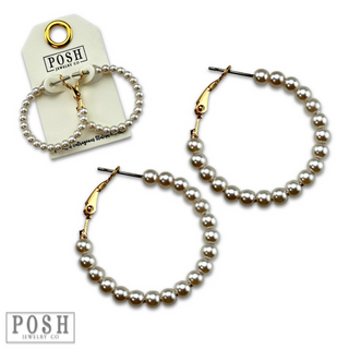 Round bead hoop earring