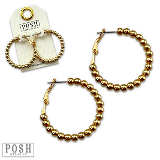 Round bead hoop earring