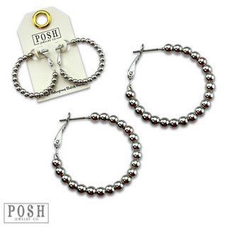 Round bead hoop earring