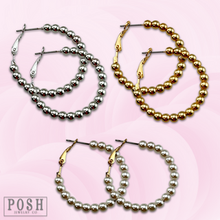 Round bead hoop earring