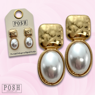 Oval bead post earring