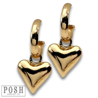 Puffed heart charm earring