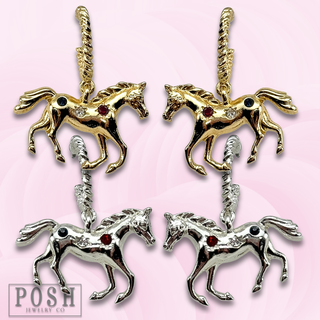 Horse charm hoop earring