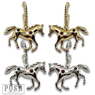 Horse charm hoop earring