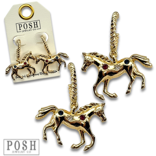 Horse charm hoop earring