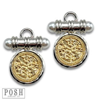 Two-tone coin post earring
