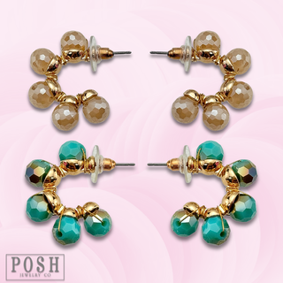 Bead wrapped mini hoop earring