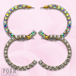 Rhinestone stud hoop earring