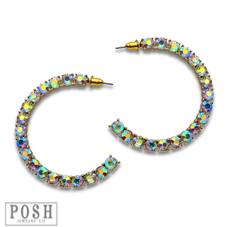 Rhinestone stud hoop earring