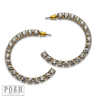 Rhinestone stud hoop earring