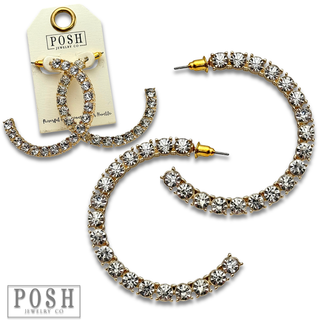 Rhinestone stud hoop earring