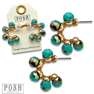 Bead wrapped mini hoop earring