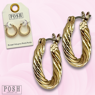 Twist texture mini gold hoop earring