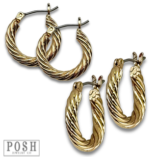 Twist texture mini gold hoop earring
