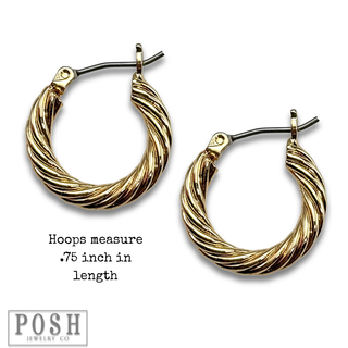 Twist texture mini gold hoop earring