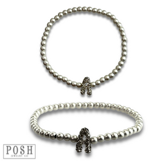 Bead bracelet with rhinestone inital