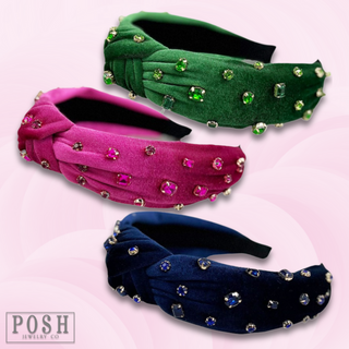 Velvet rhinestone headband