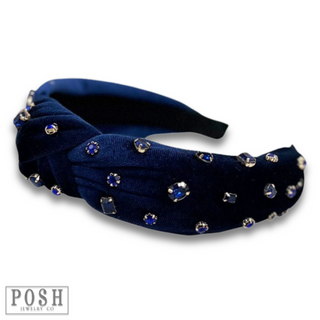 Velvet rhinestone headband
