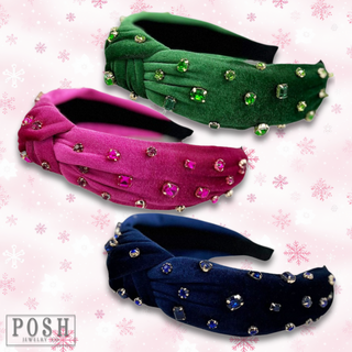 Velvet rhinestone headband