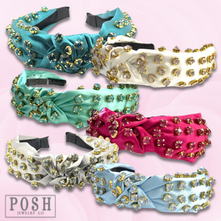 Rhinestone top knot headband