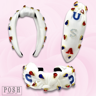 USA rhinestone headband