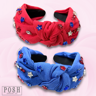 Patriotic rhinestone star headband