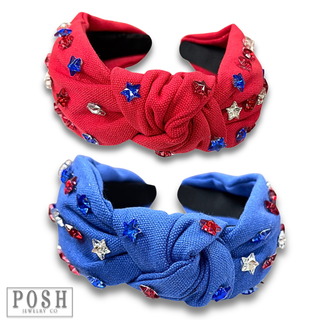 Patriotic rhinestone star headband
