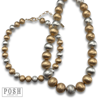 Brushed gold bead necklace, last call