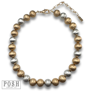 Brushed gold bead necklace, last call