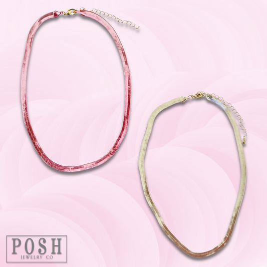 Pink snake chain single strand necklace