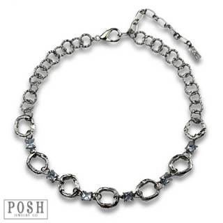 Chain necklace with rhinestone squares