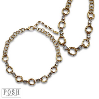 Chain necklace with rhinestone squares