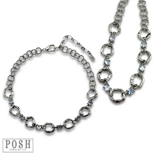 Chain necklace with rhinestone squares
